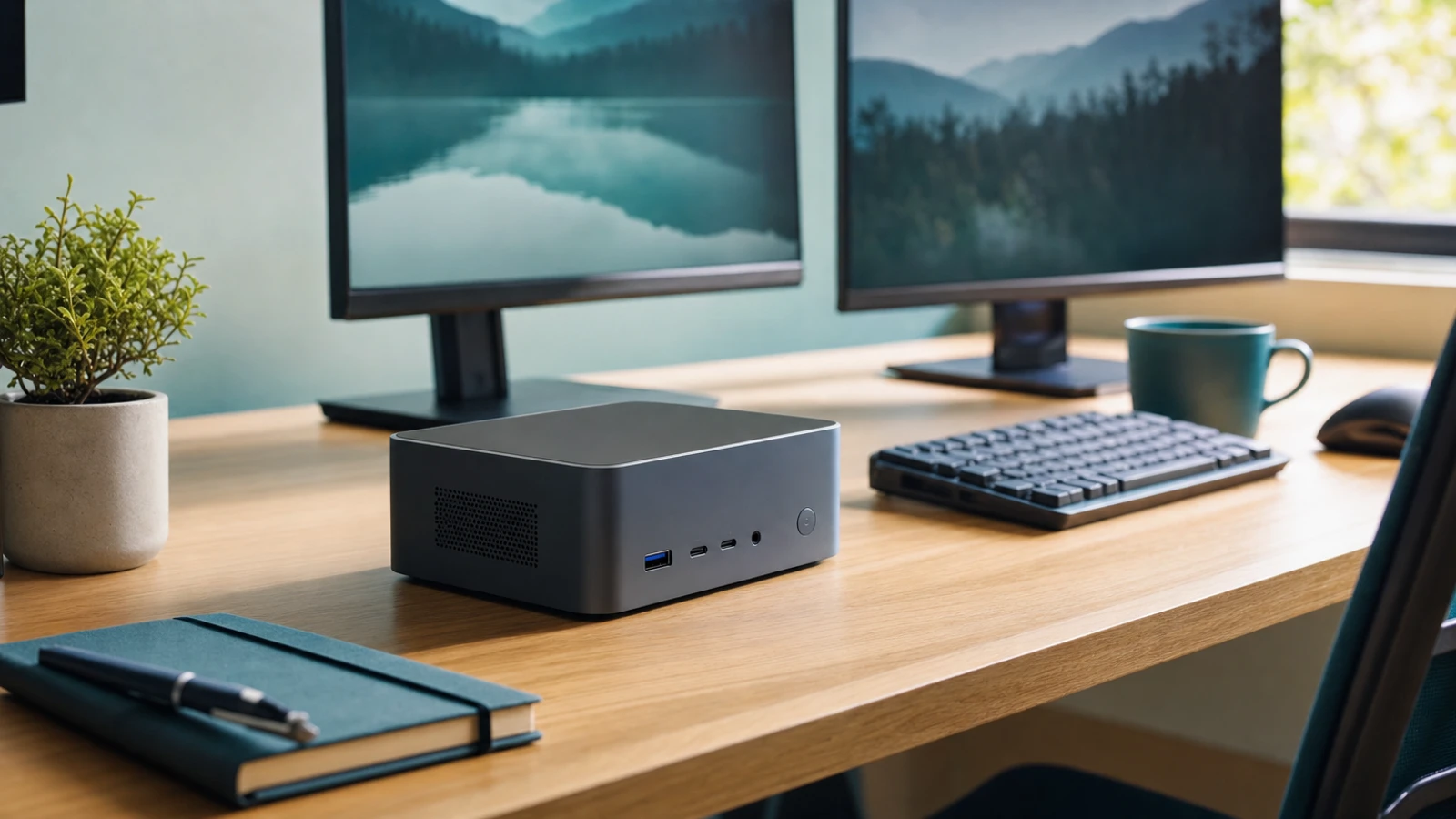mini PC in a compact office workstation